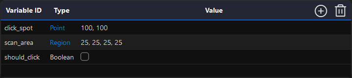 Variables Tab UI